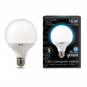 Лампа Gauss G95 16W 1540lm 4100K E27 LED 1/20